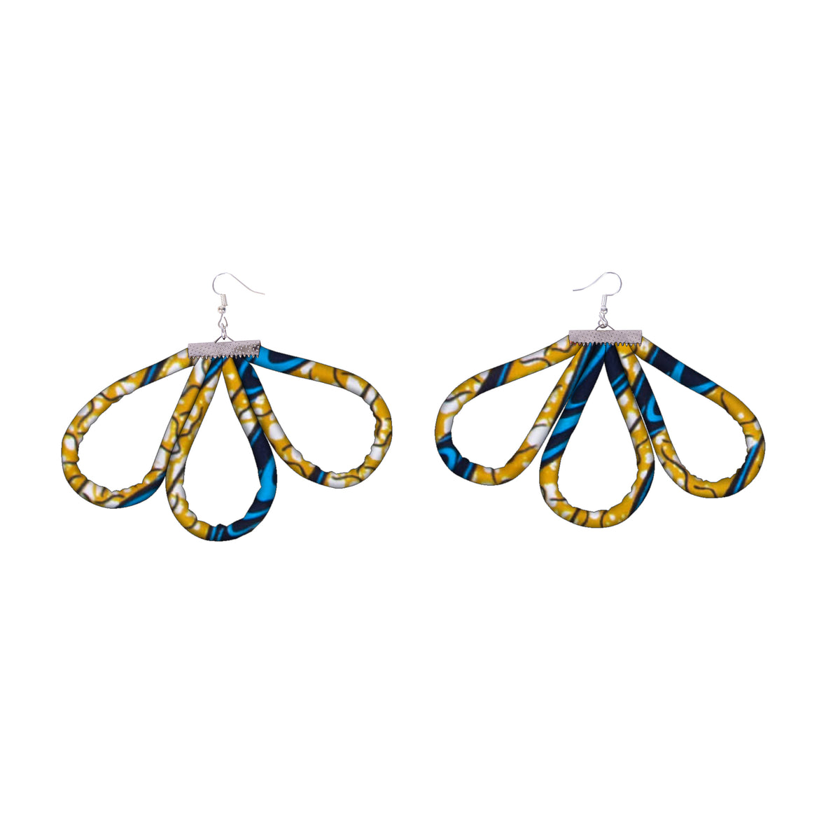 Women Handcrafted Kente Loop Drop Earrings, Colorful African Statement Accessories