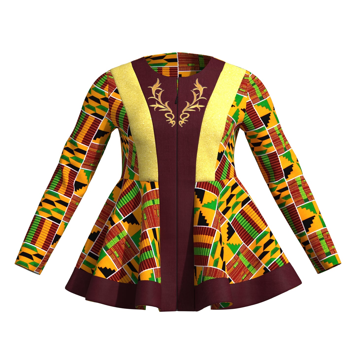 Ankara Embroidered Peplum Blouse for Women