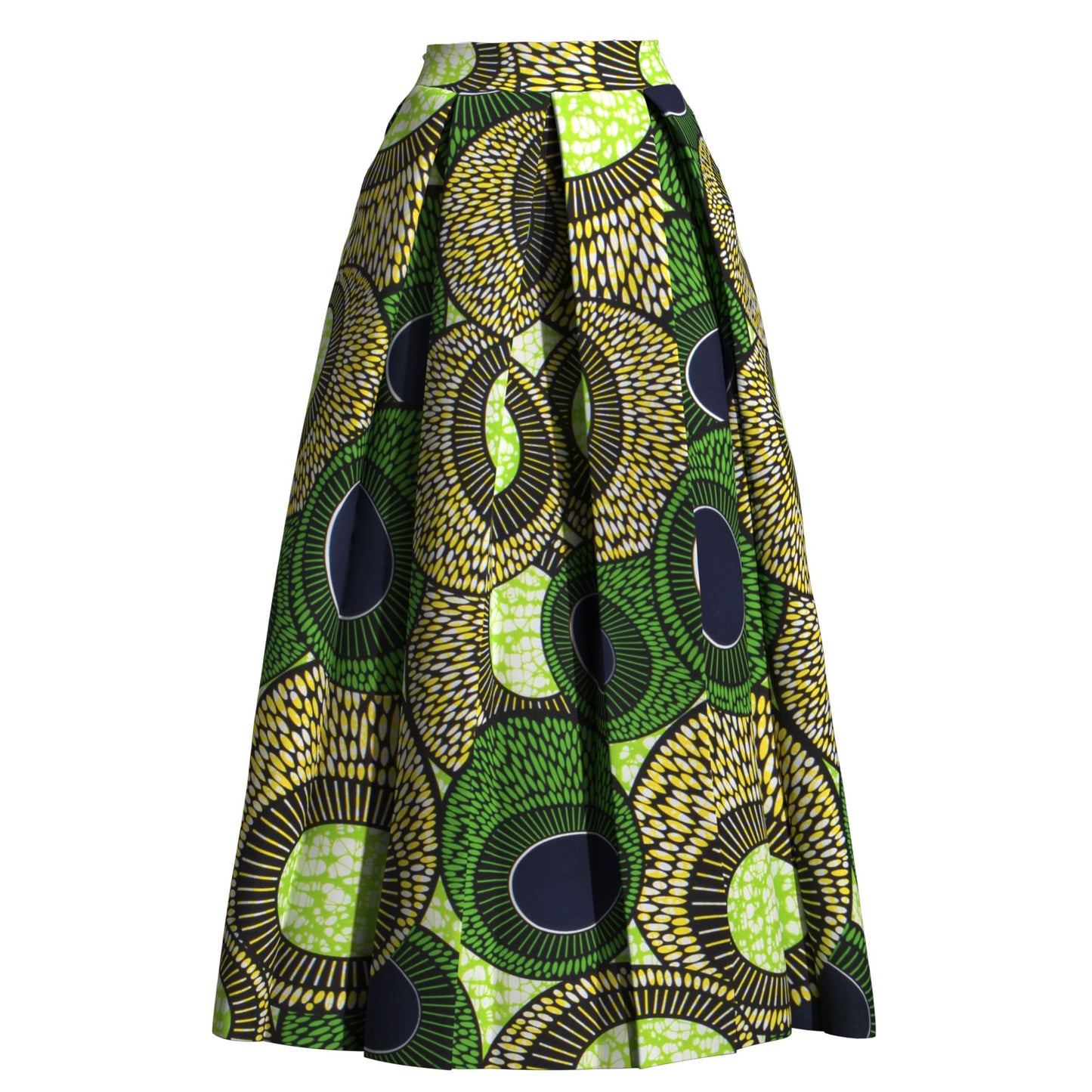 Women's African Print Maxi Skirt High Waist Pleated A-Line Skirt KG1213