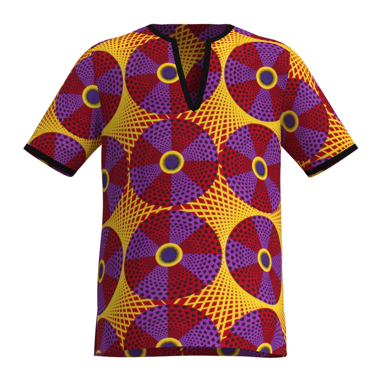 Versatile African Print Split Neck T-Shirt for Men