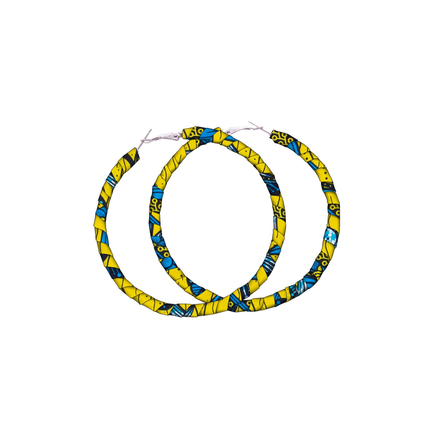 African Accessories Ankara Wax Print Fabric Wrapped Hoop Earrings