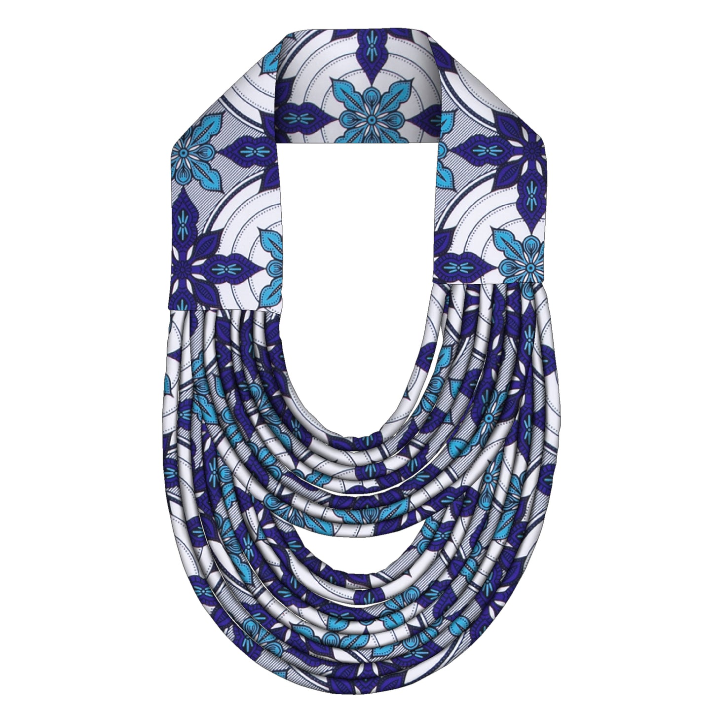 African Women Handmade Multi Loop Kente Fabric Necklace Daily Church Fashion Accessories