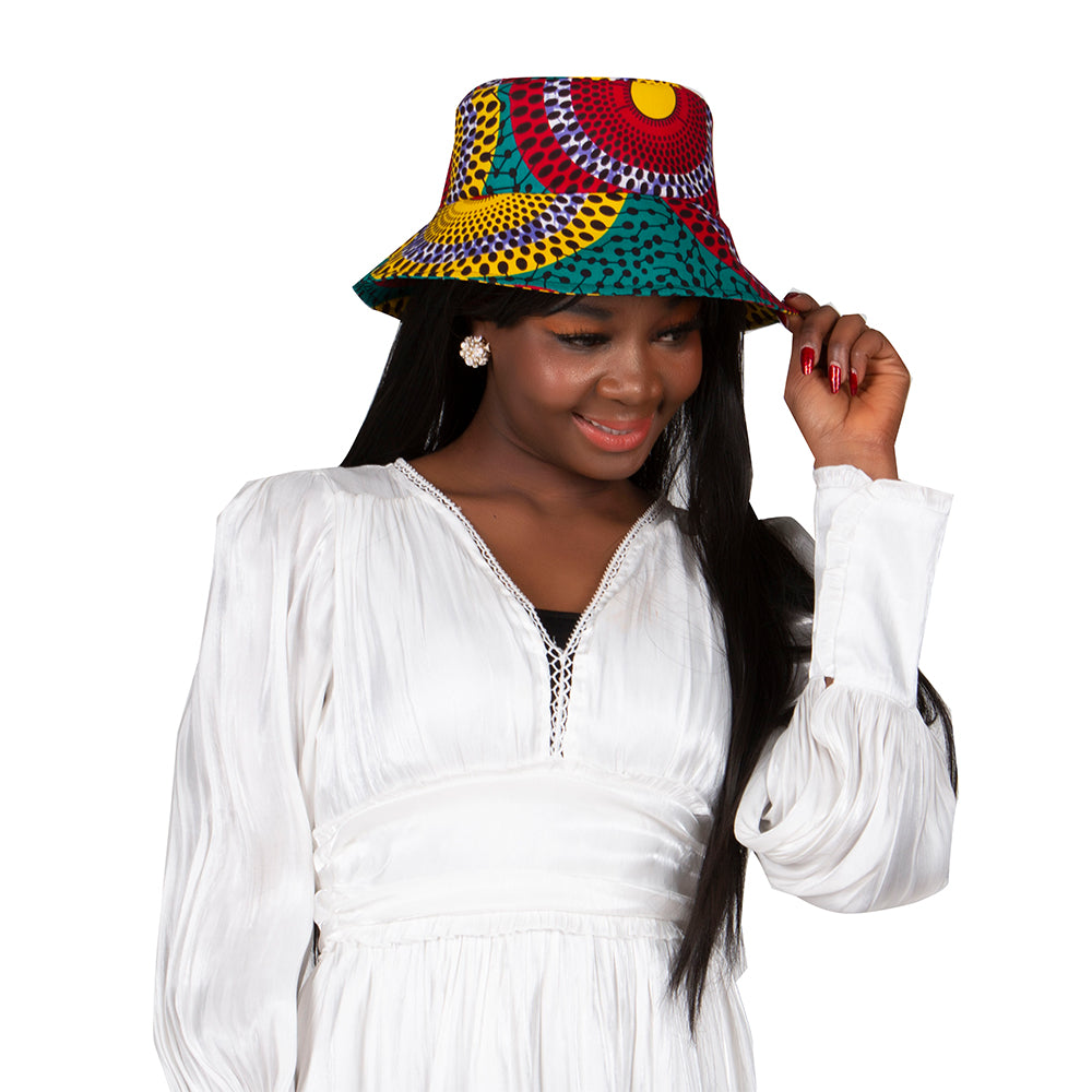 African Women’s Ankara Print Sun Bucket Hat – Vibrant Head Accessories