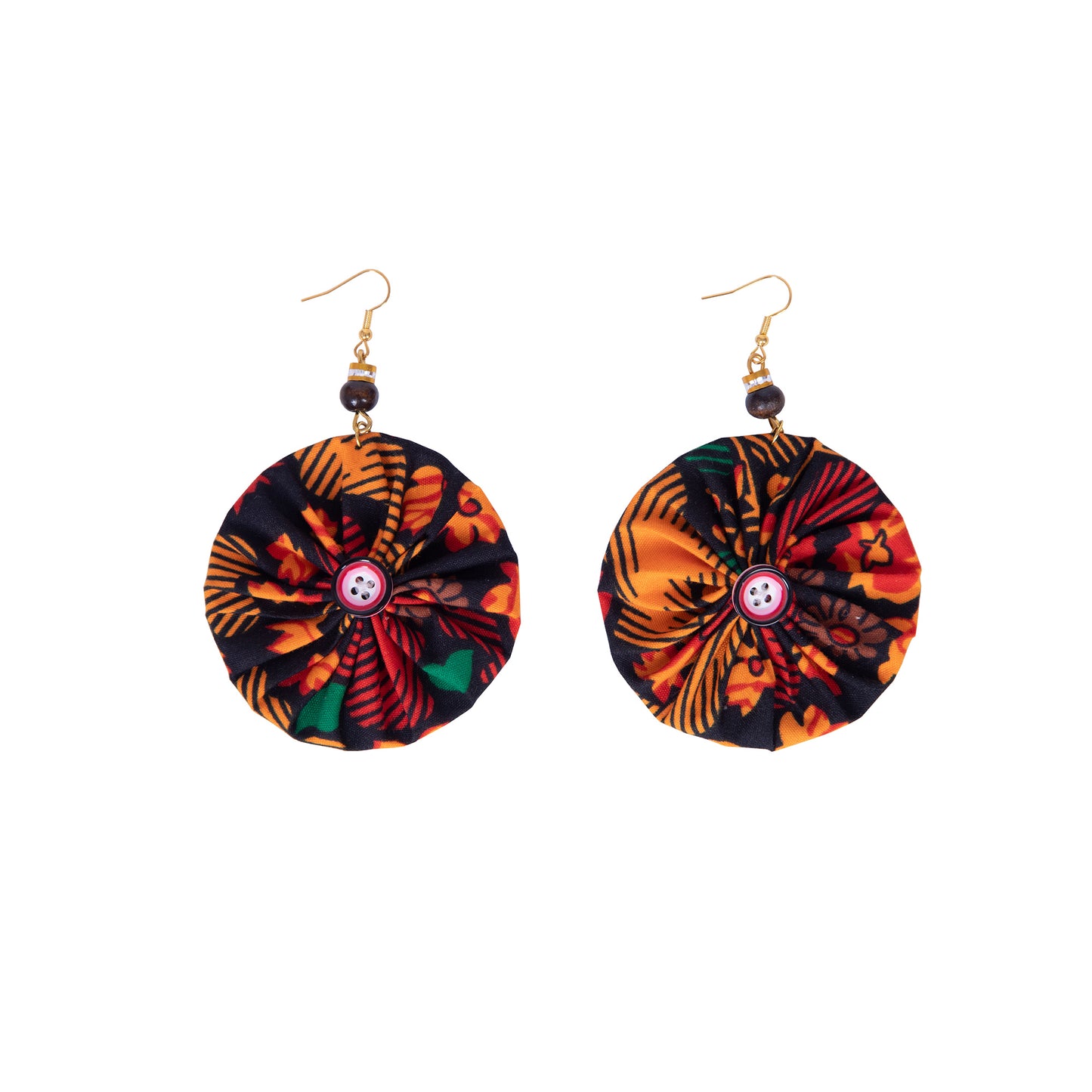 African Women Ankara Fabric Button Statement Necklace & Earring Set Accessories