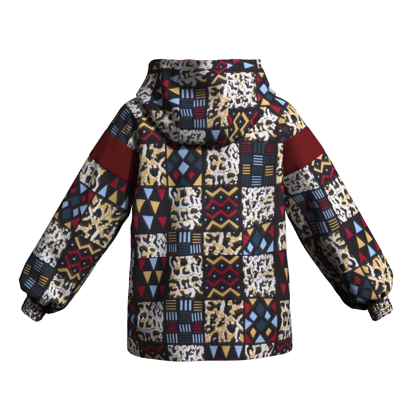 Afrocentric Zip-Up Hoodie with Color Block Accen