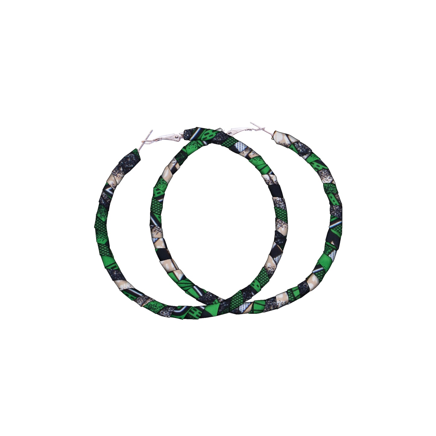 African Accessories Ankara Wax Print Fabric Wrapped Hoop Earrings