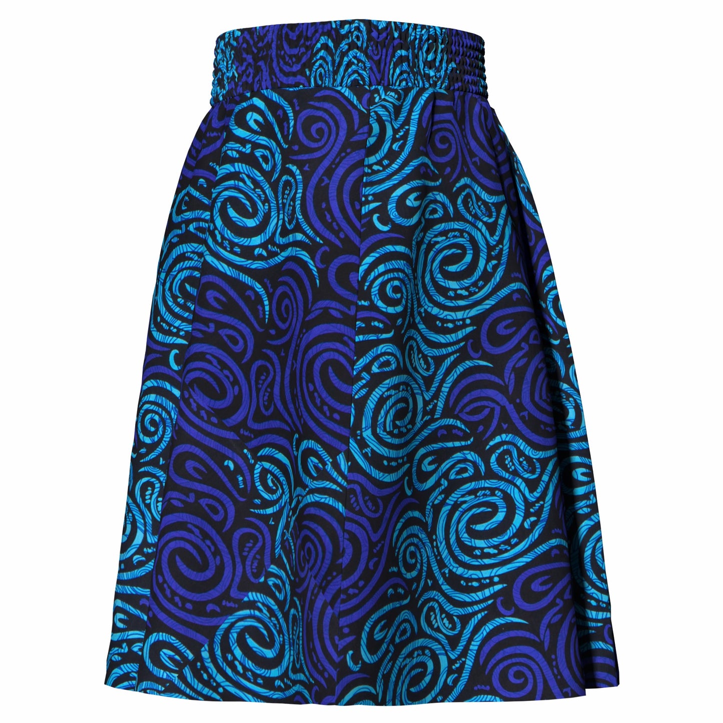 African Print High Waist Swing Skirt with Elastic Waistband