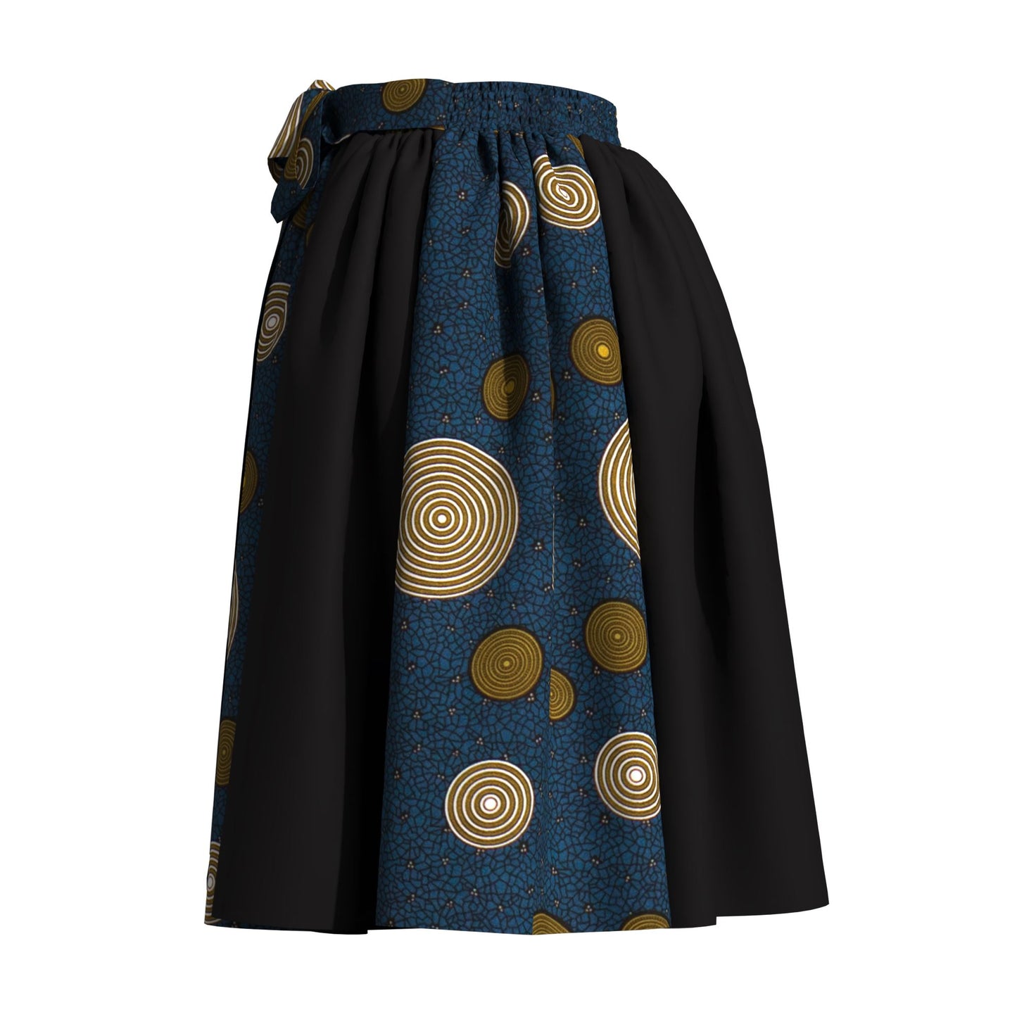 Versatile African Print Color Block Flared Skirt