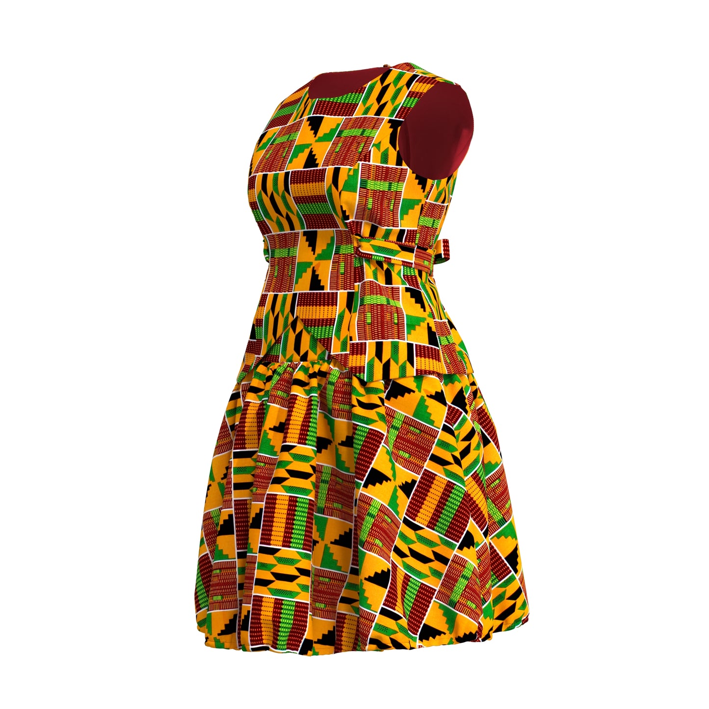 African Print Tie-Back Sleeveless Top & High Waist Skirt Set