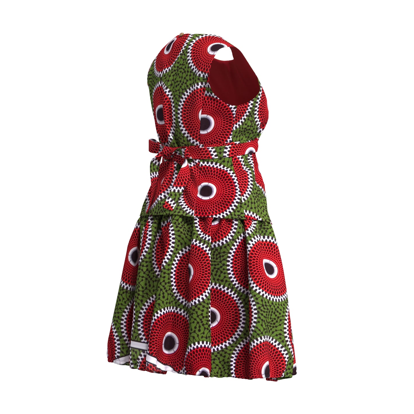 African Print Tie-Back Sleeveless Top & High Waist Skirt Set