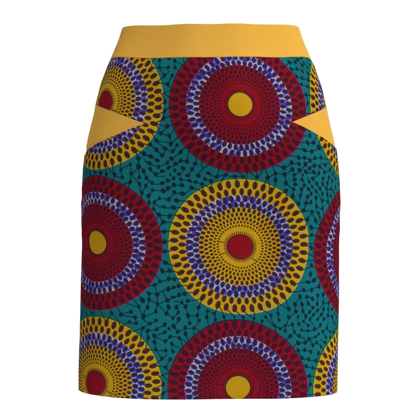 African Women Traditional African Floral Wax Print Slim Fitting Midi Skirt