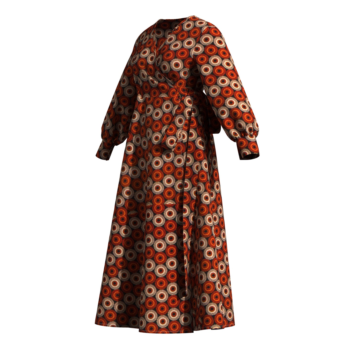 African Print Wrap Maxi Dress with Waist Tie