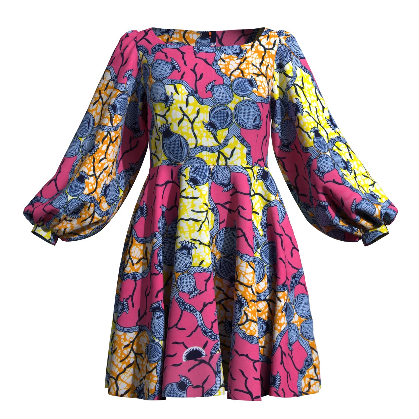 Off Shoulder African Print Puff Sleeve Flare Dress