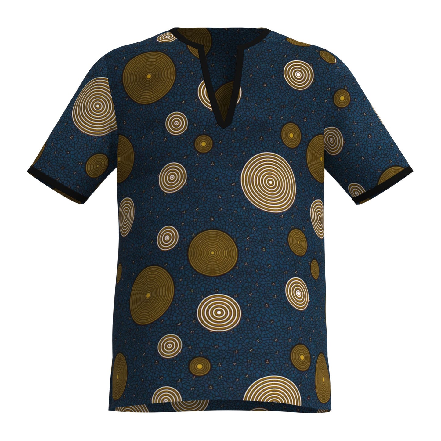 Versatile African Print Split Neck T-Shirt for Men