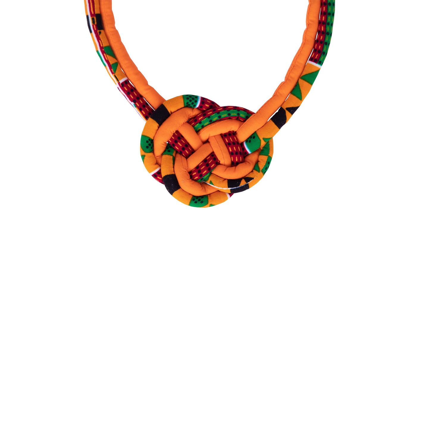 Colorful Tribal Pattern Hand Braided Fabric Knot Necklace Women Wedding Party Accessories