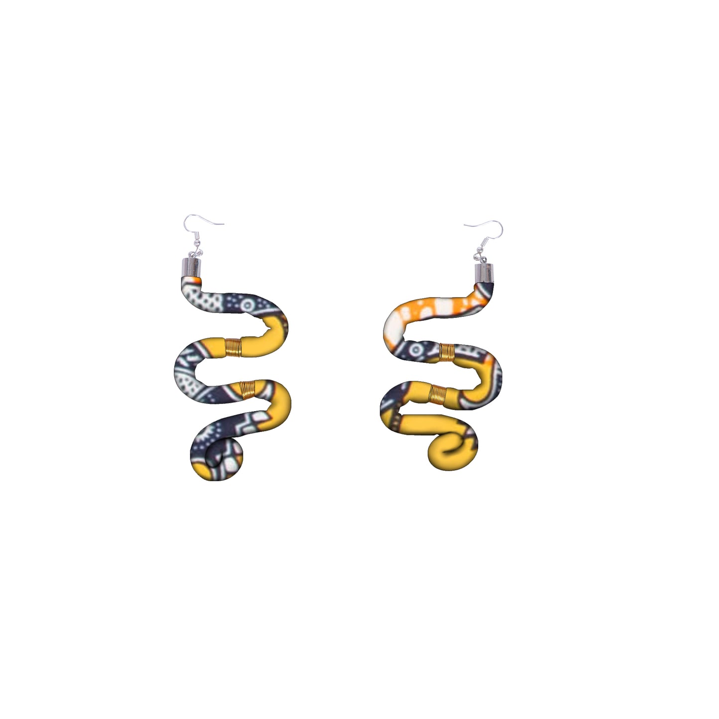 African Women Ankara Print Coiled Rope Statement Earrings Accessories