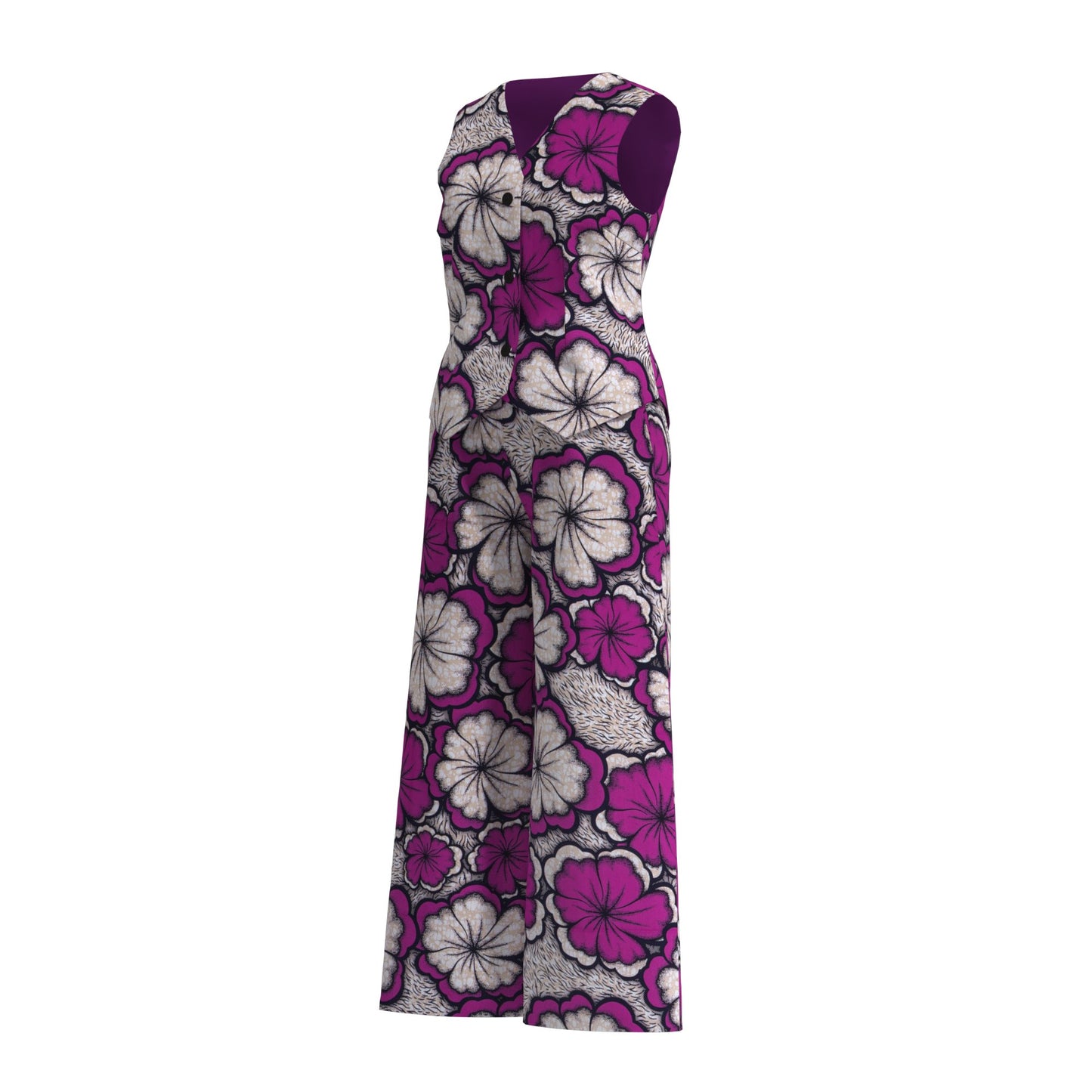 Ankara Print Sleeveless Vest & High Waist Pants Se