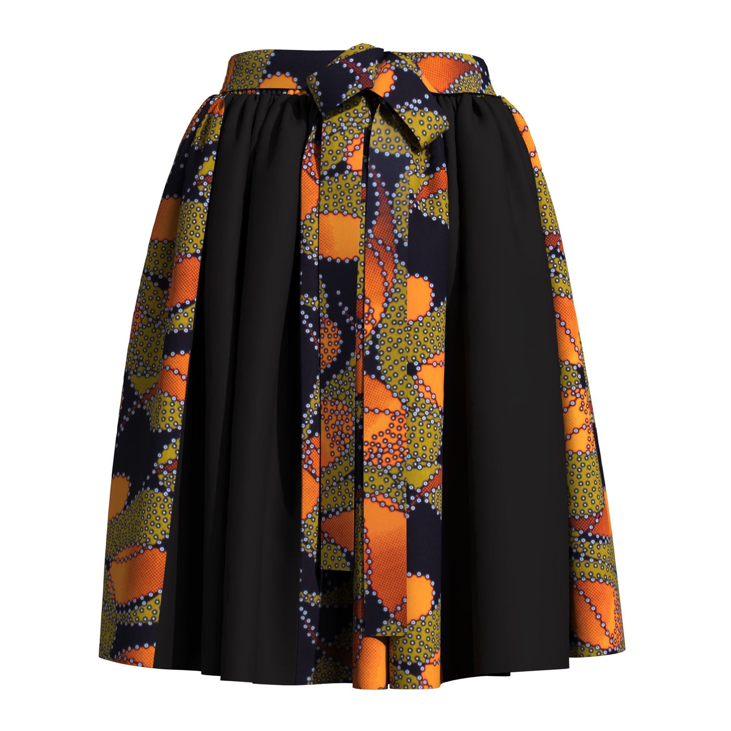 Versatile African Print Color Block Flared Skirt