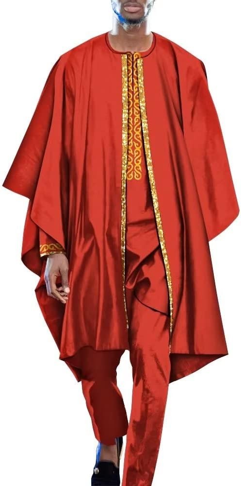 Dashiki Outfits Agbada Robe Suits 3 Piece Set