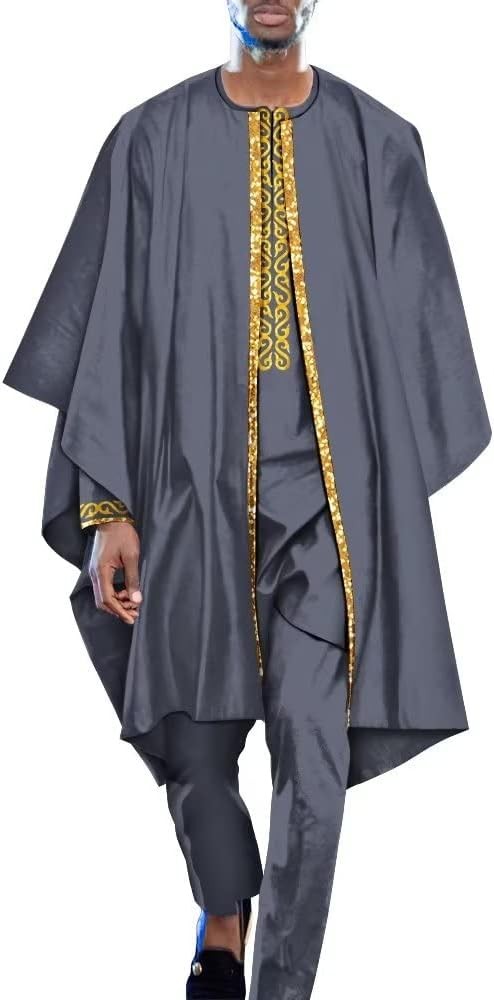 Dashiki Outfits Agbada Robe Suits 3 Piece Set