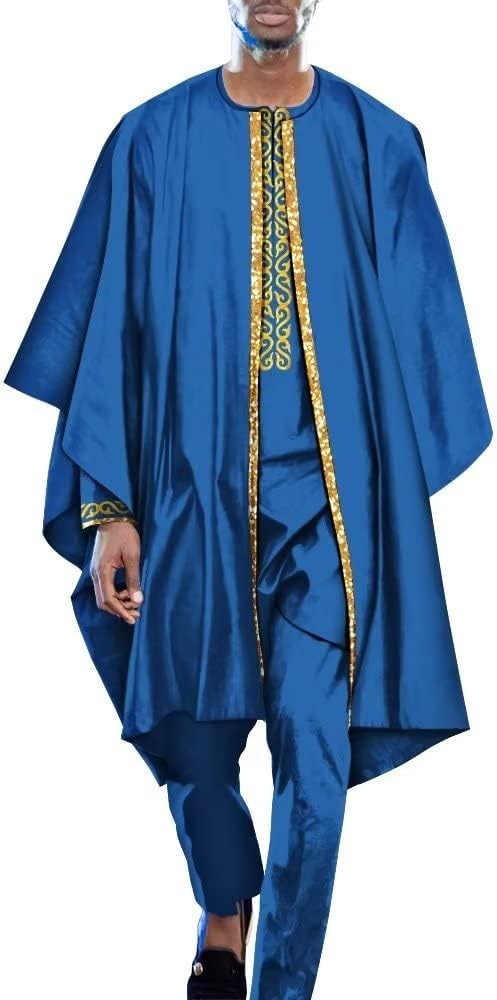 Dashiki Outfits Agbada Robe Suits 3 Piece Set