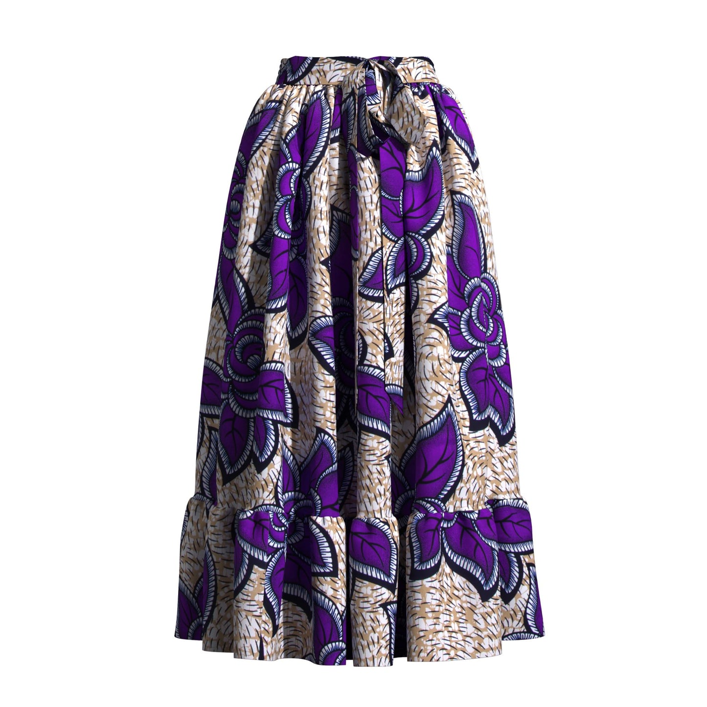 Traditional African Print Flowy Skirt with Coordinating Headwrap