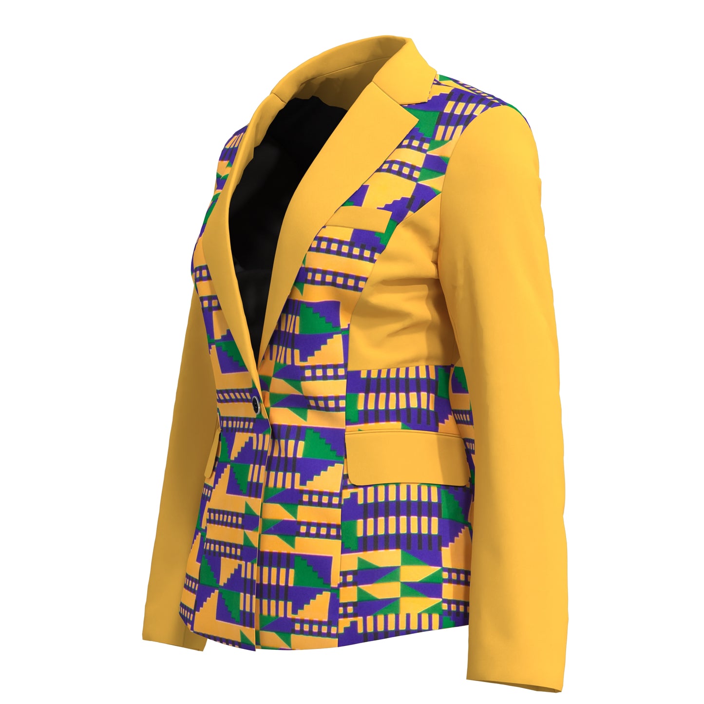 African Print Patchwork Slim Fit One Button Women Blazer Jacket