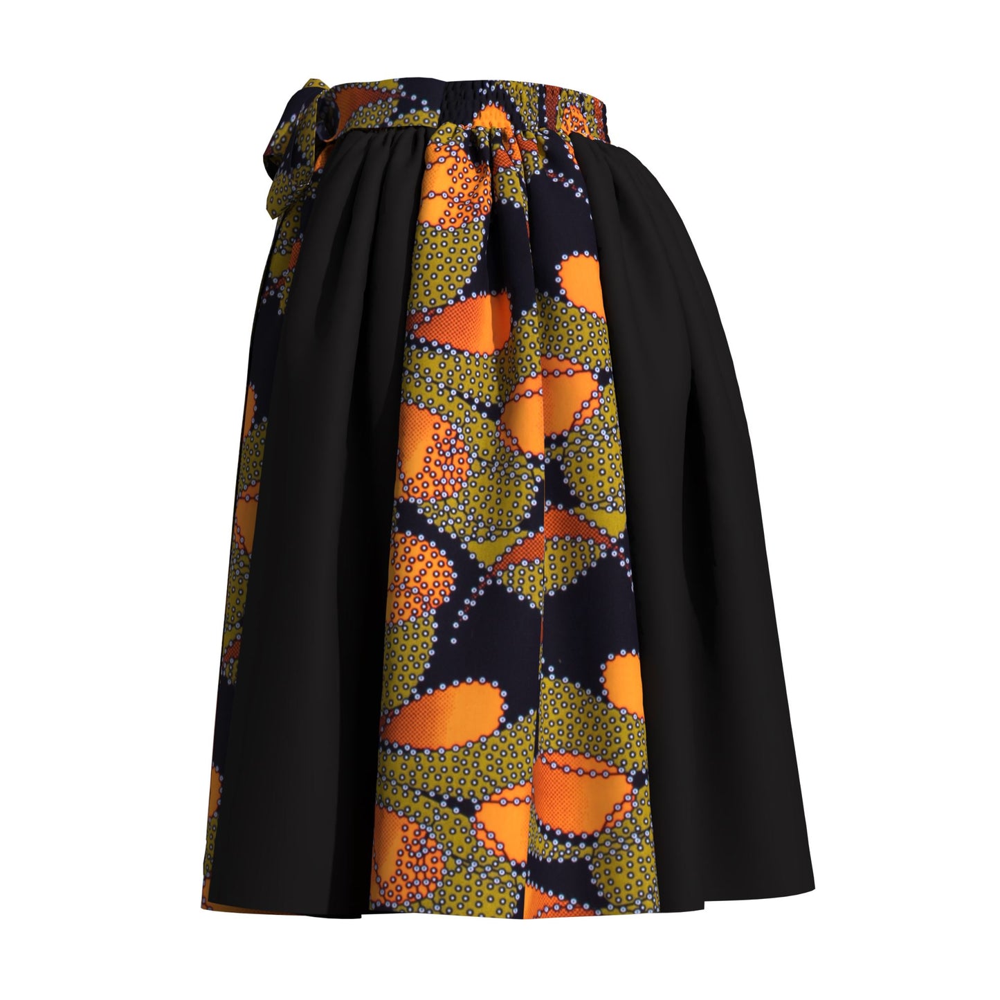 Versatile African Print Color Block Flared Skirt