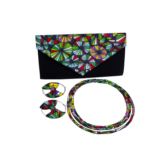 Ankara Print Envelope Clutch & Matching Jewelry Set