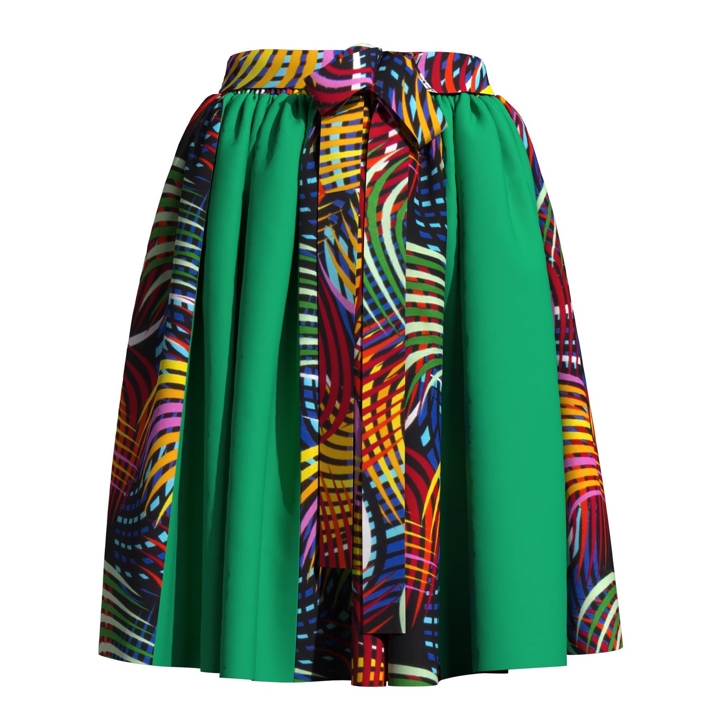 Versatile African Print Color Block Flared Skirt
