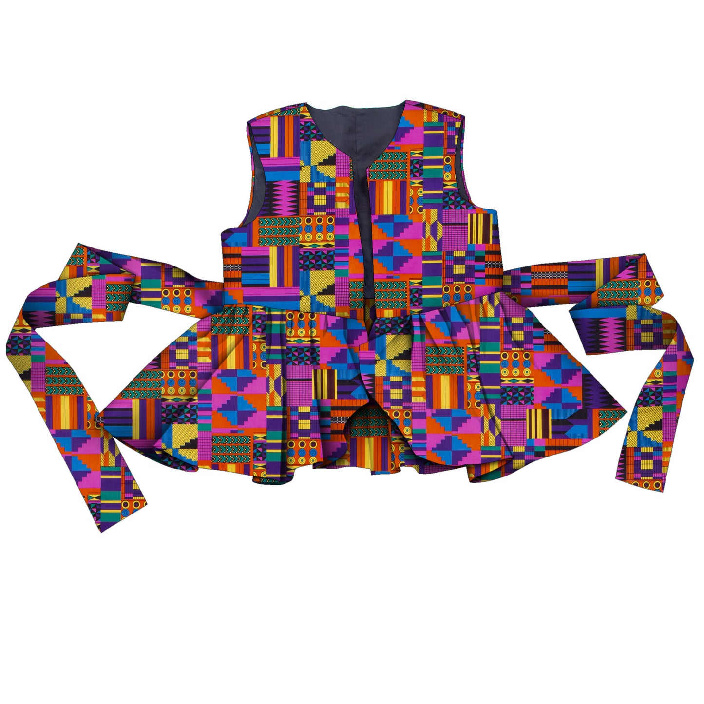 Elegant Afrocentric Print Peplum Top with Matching Belt