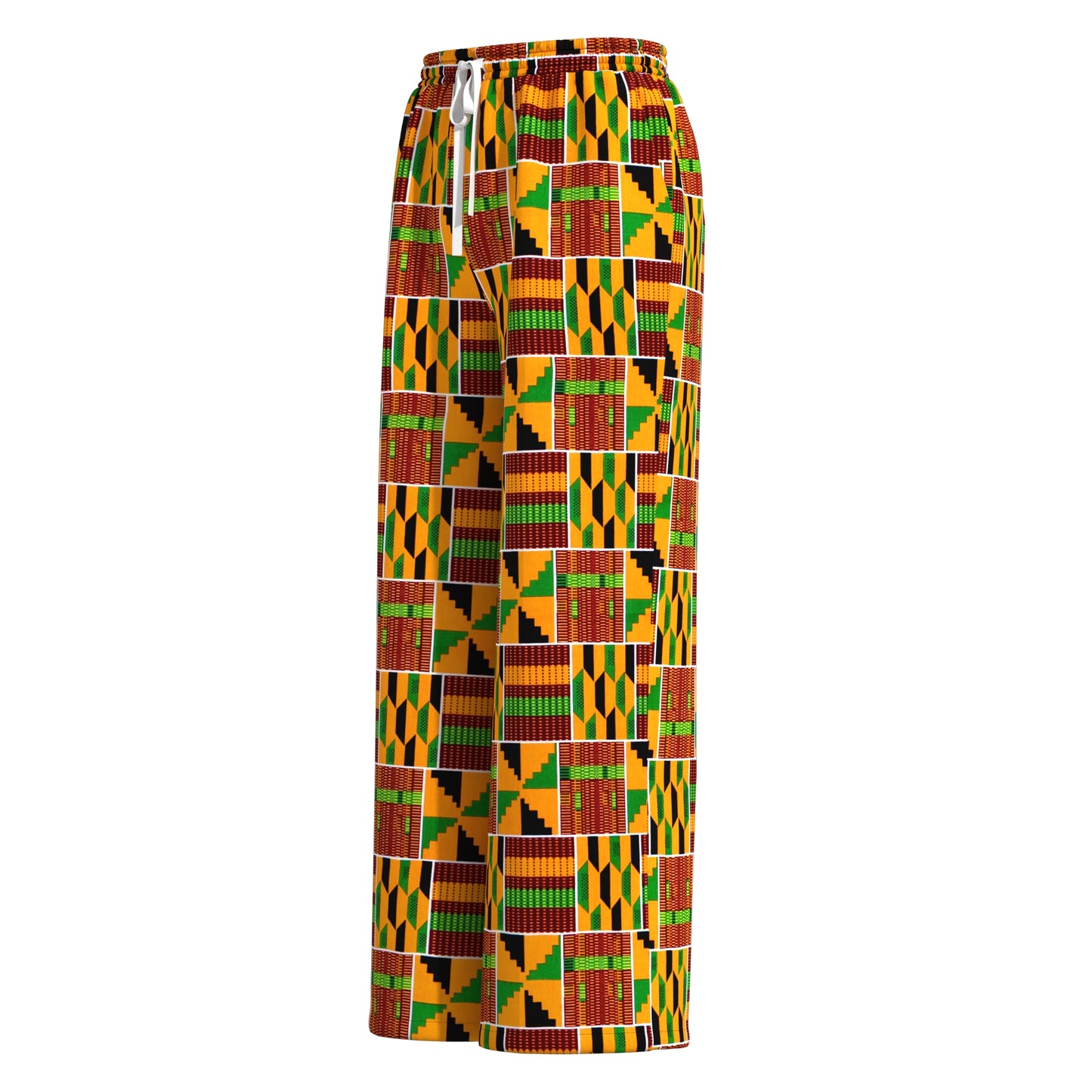 African Print Drawstring Waist Wide Leg Pants