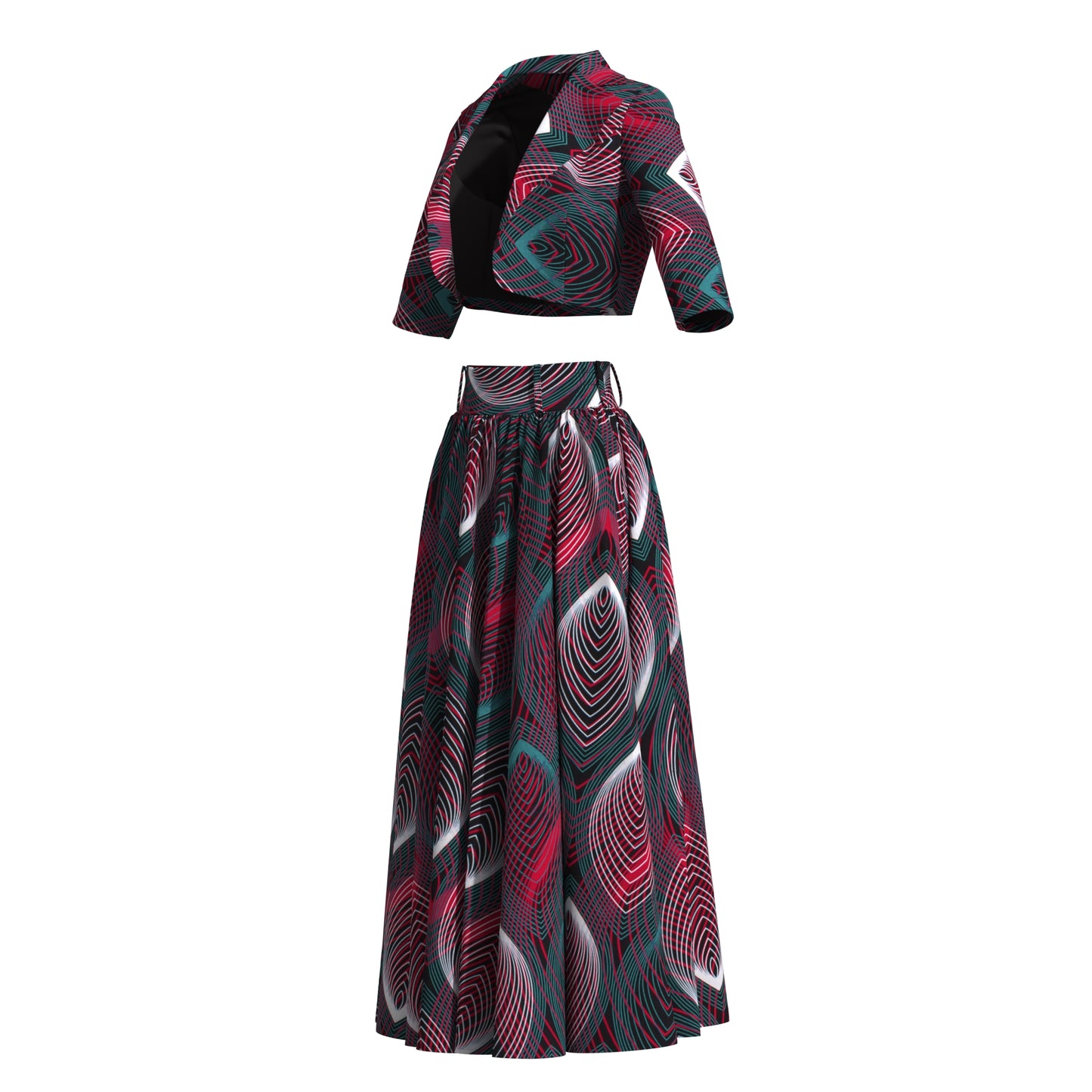 Ankara African Print Two-Piece Blazer & High Waist Maxi Skirt Set