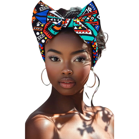 Elegant Oversized African Print Bow Hair Headband, Soft Fabric Non-pressing Head Design Church Festival Matching Hair Accessory
