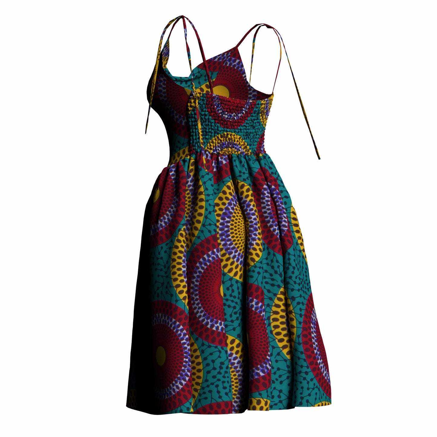 African Print Versatile Tie Strap Casual Dress