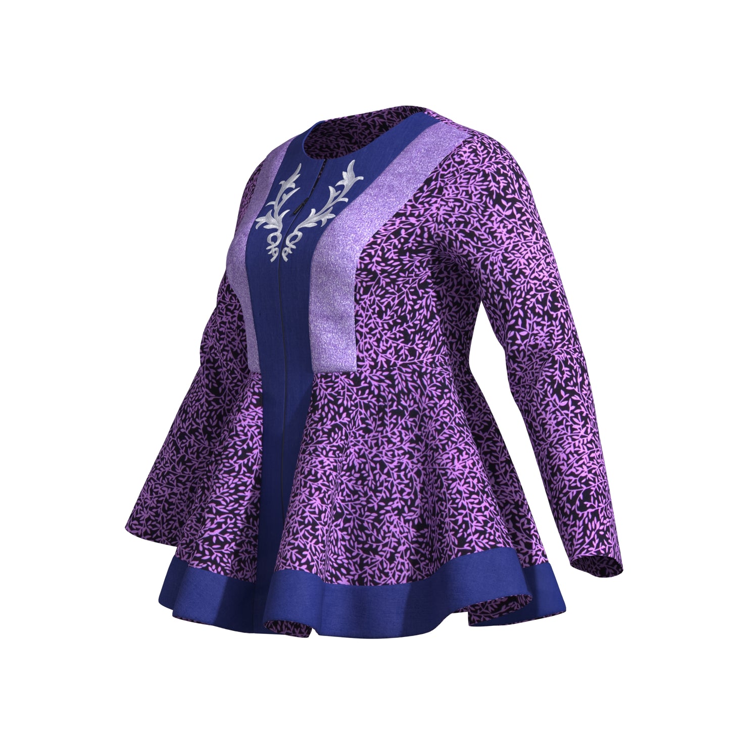 Ankara Embroidered Peplum Blouse for Women