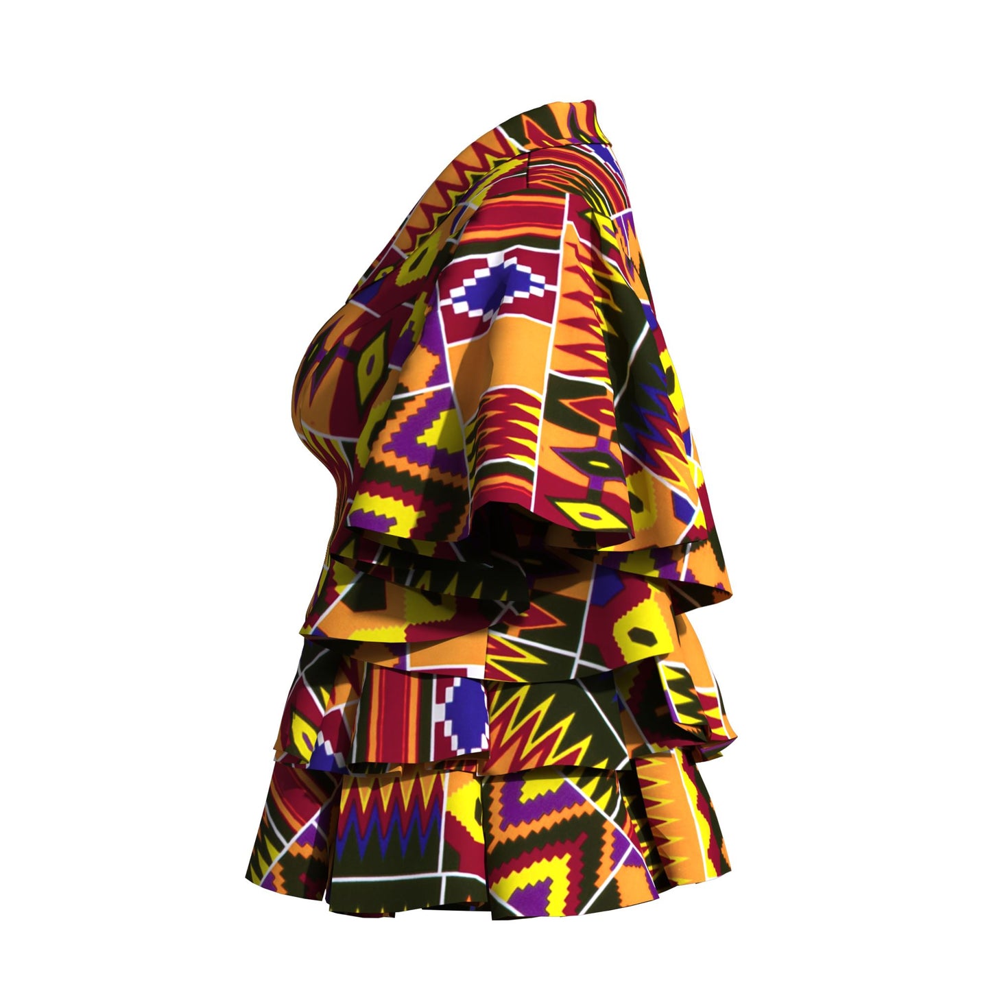 Colorful African Wax Print Flattering Peplum Blouse