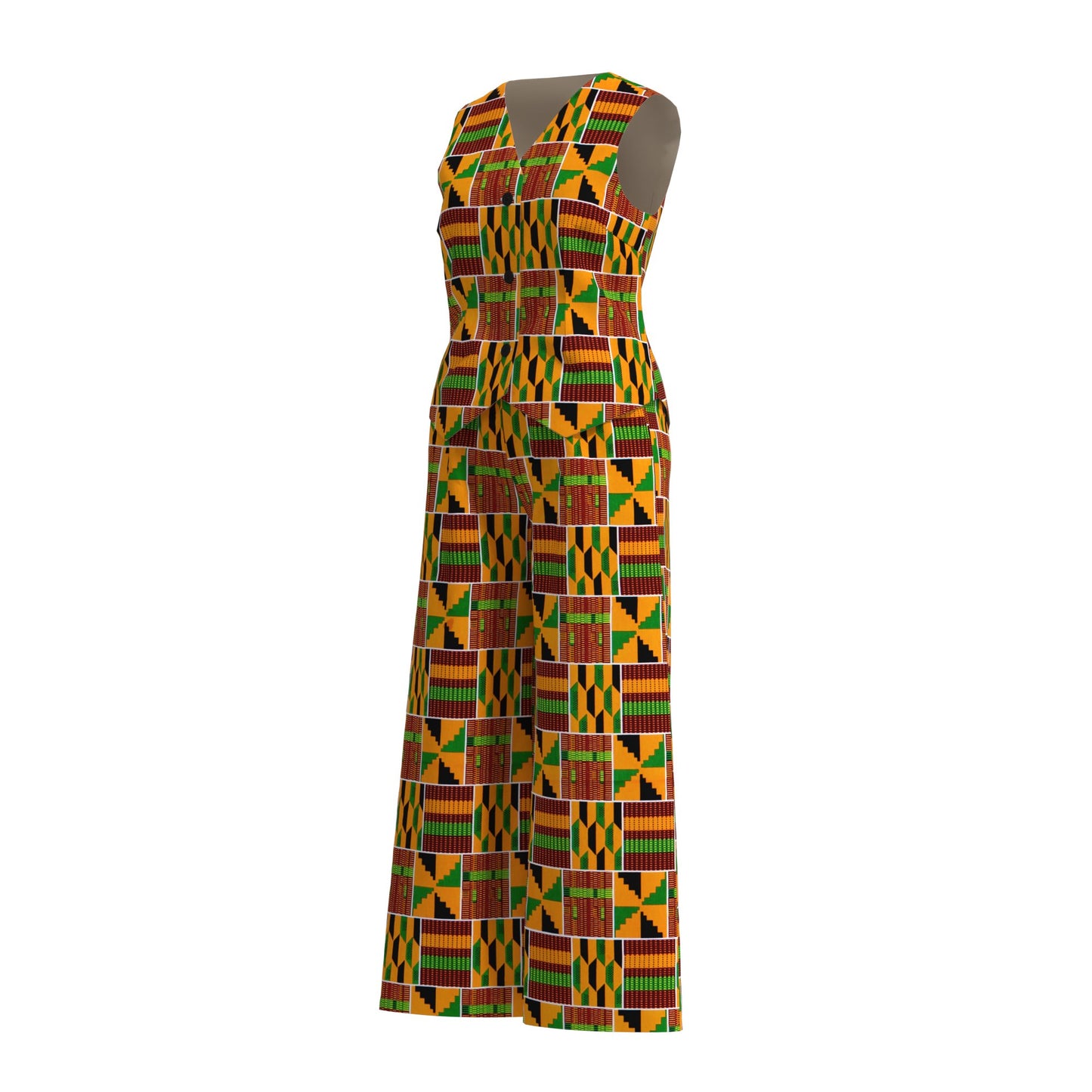Ankara Print Sleeveless Vest & High Waist Pants Se