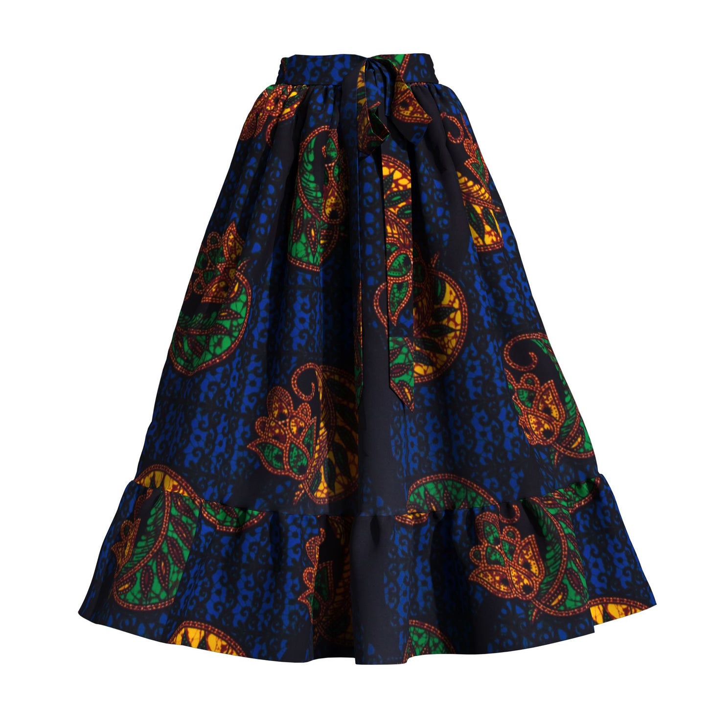 Traditional African Print Flowy Skirt with Coordinating Headwrap