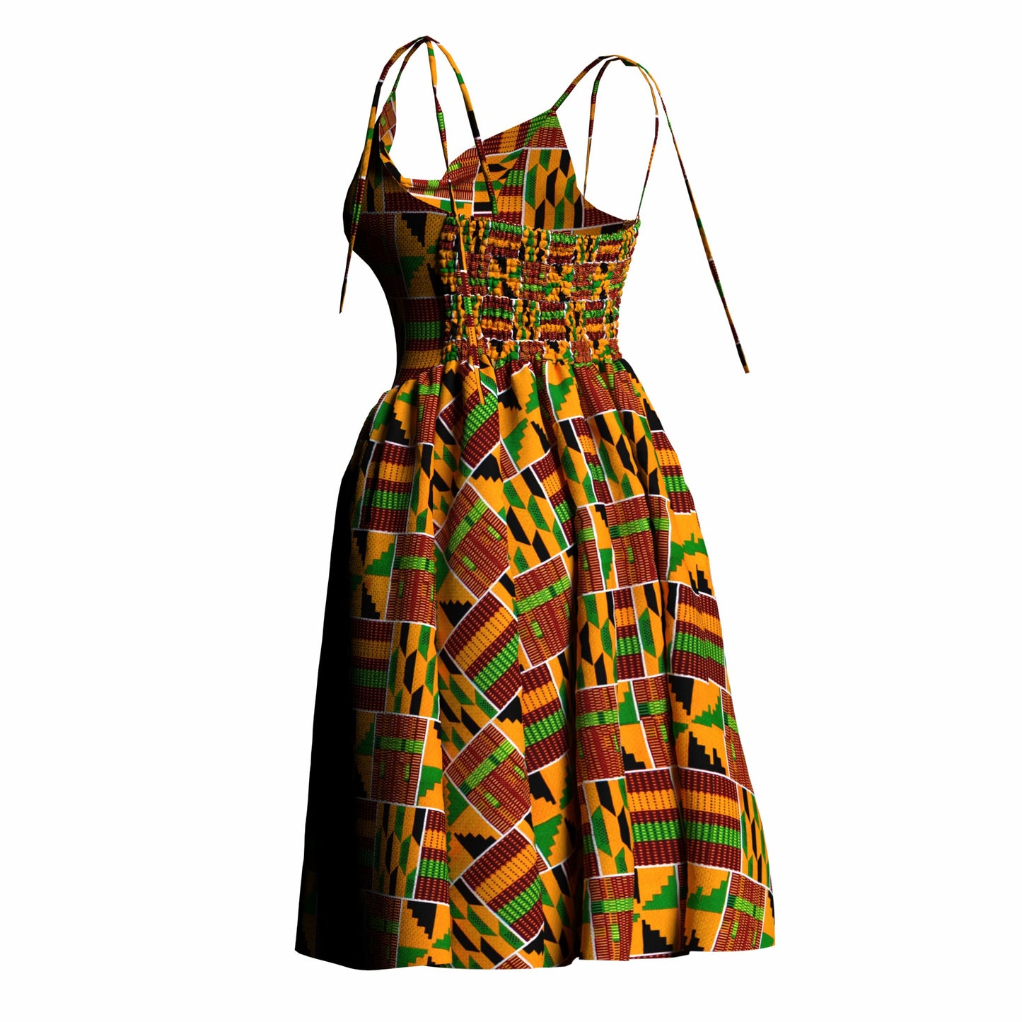African Print Versatile Tie Strap Casual Dress