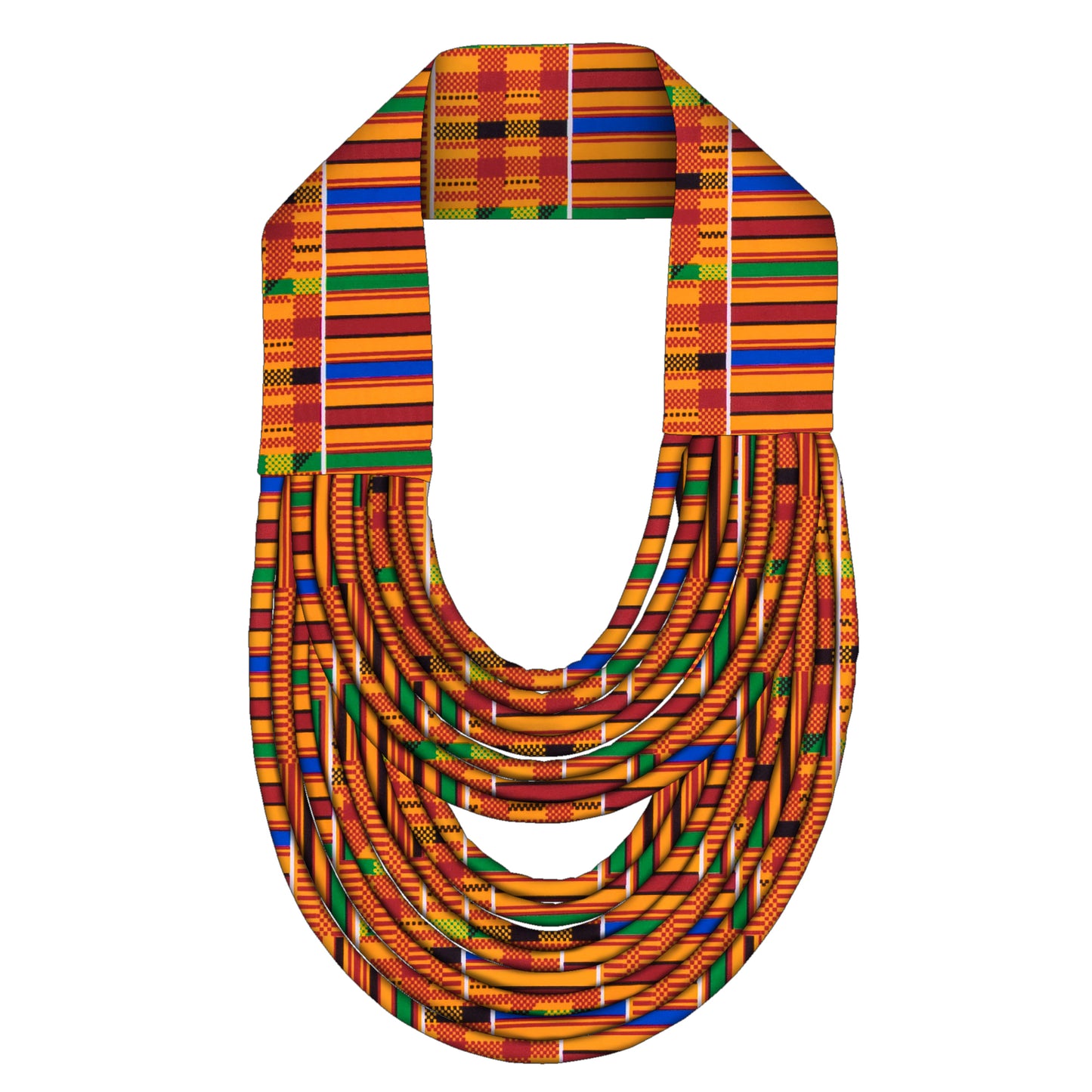 African Women Handmade Multi Loop Kente Fabric Necklace Daily Church Fashion Accessories