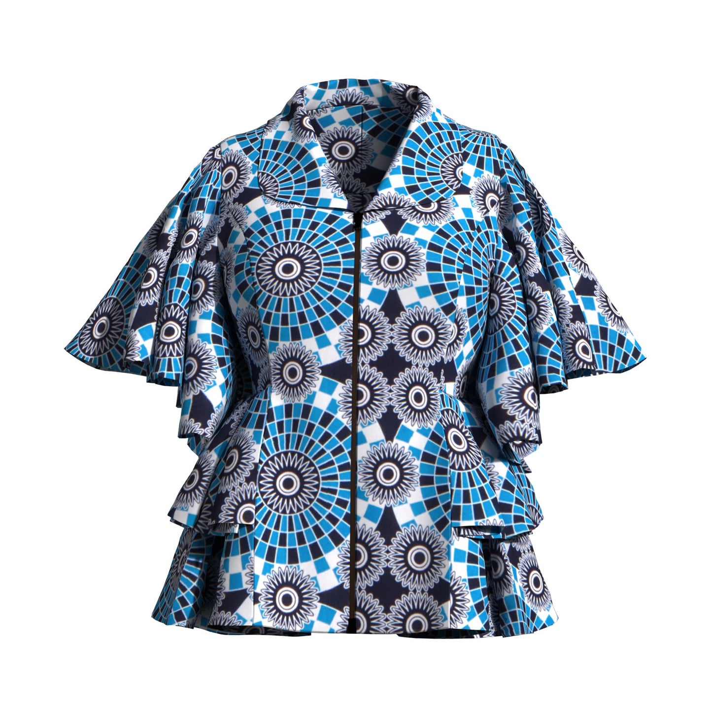 Colorful African Wax Print Flattering Peplum Blouse