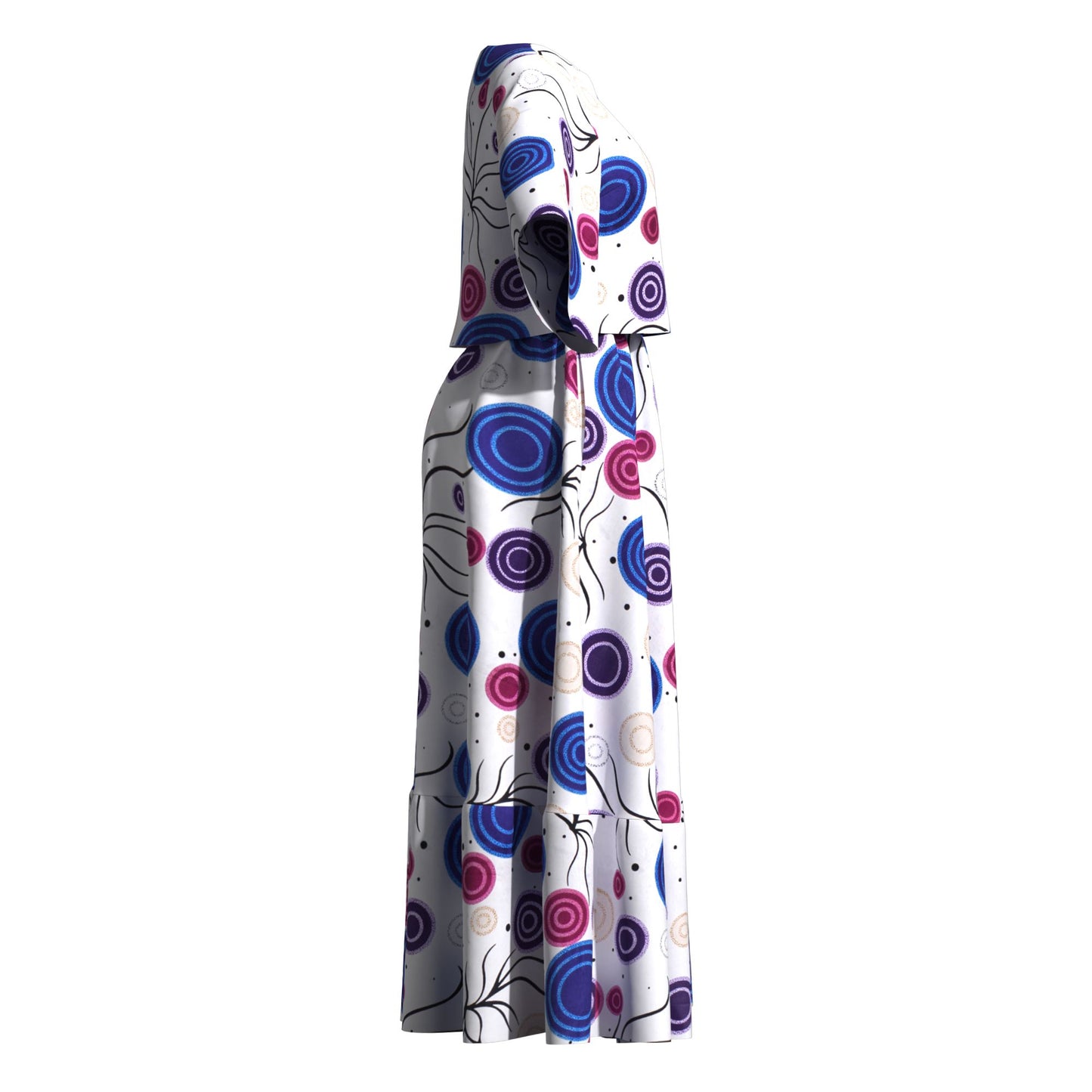 African Print Two Piece Outfit Women Notch Neck Crop Top & Tiered Maxi Skirt Set High Waist Slimming Matching Suit