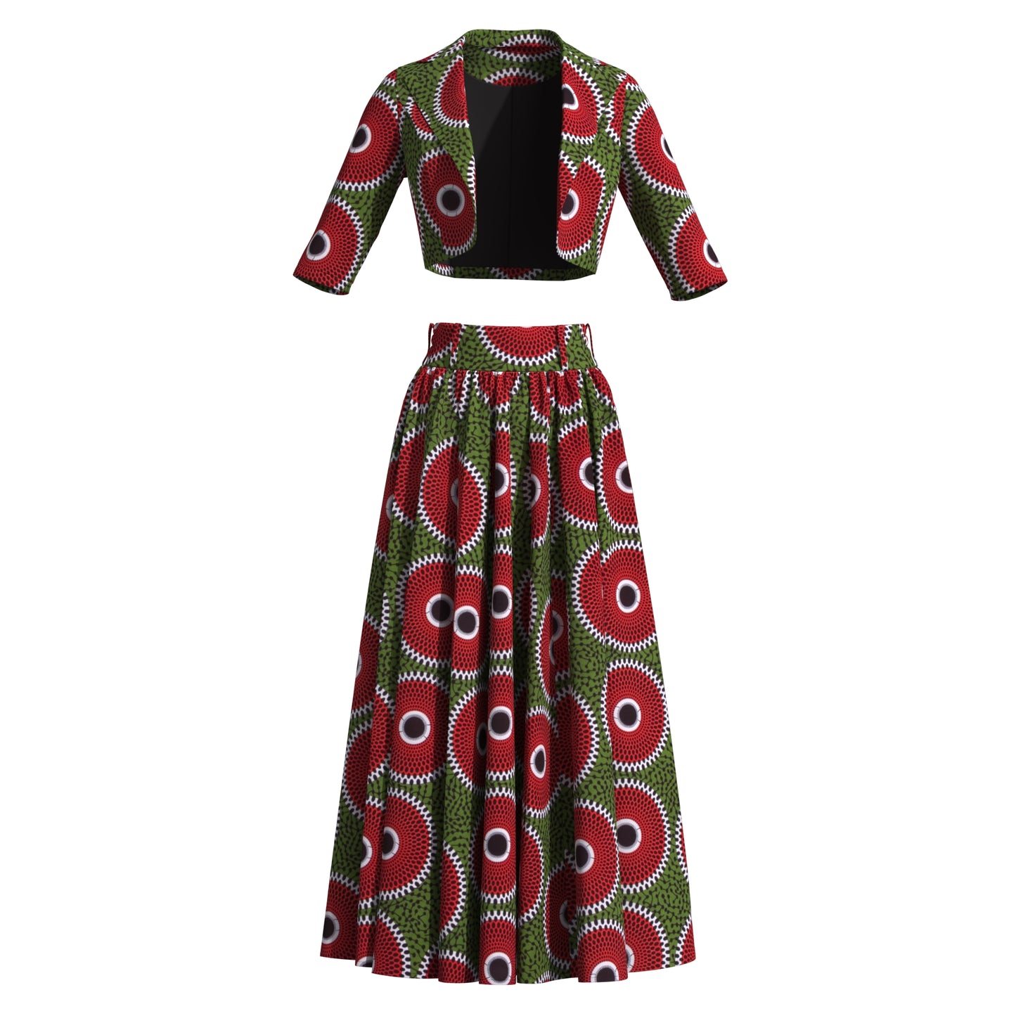 Ankara African Print Two-Piece Blazer & High Waist Maxi Skirt Set