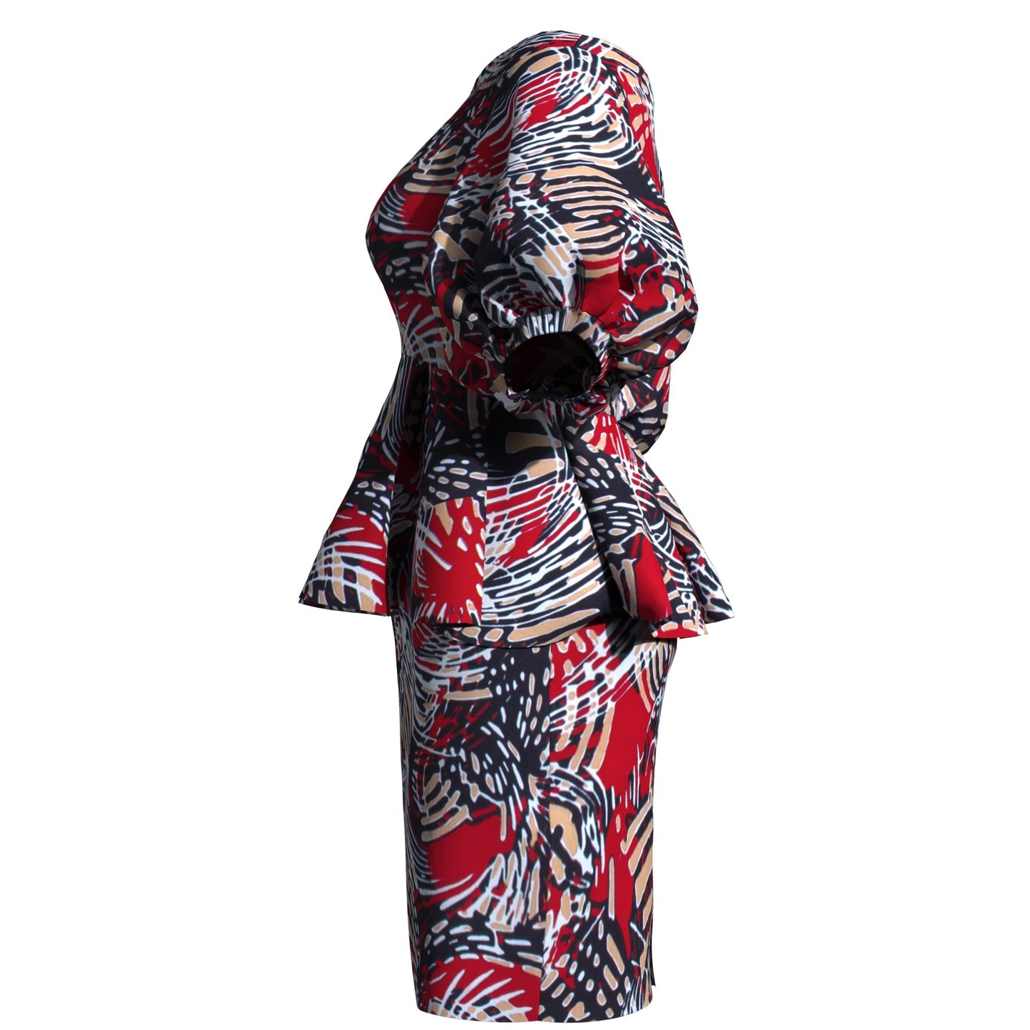 Slimming African Print Asymmetrical Neck Mini Skirt Two-Piece
