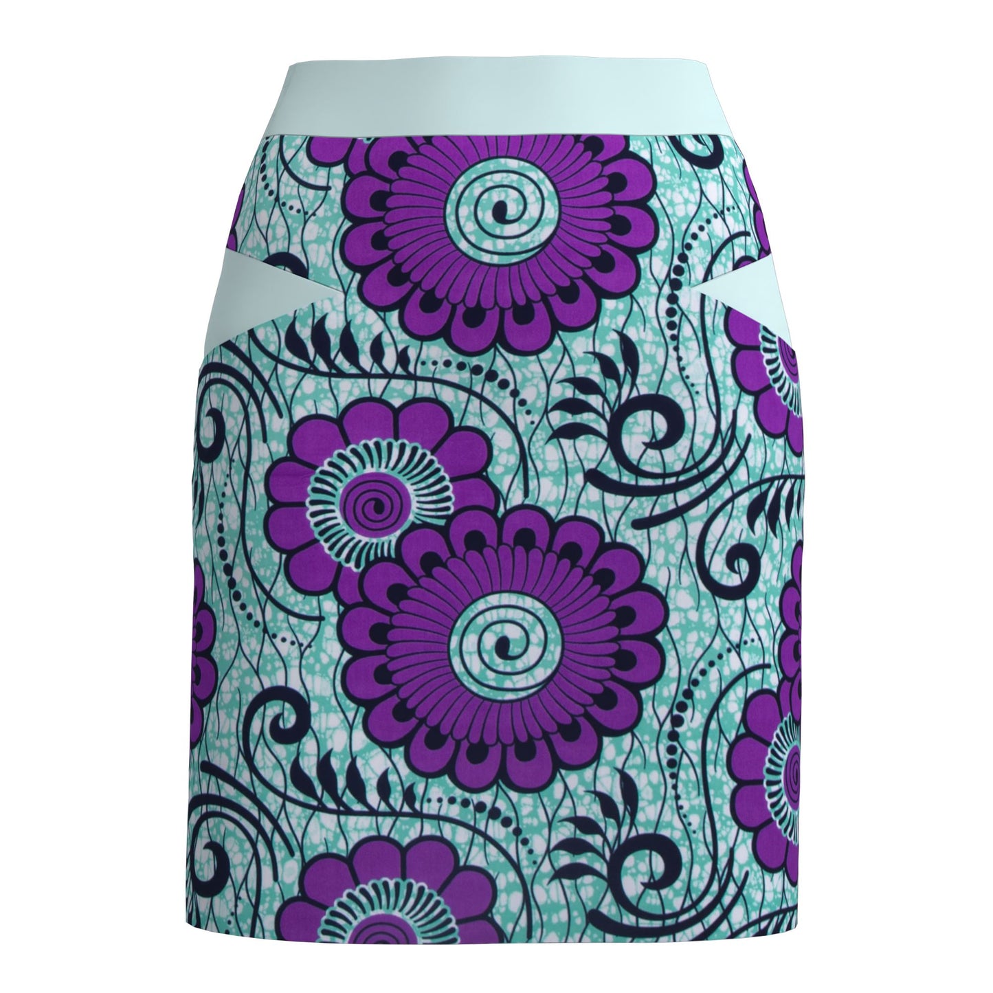 African Women Traditional African Floral Wax Print Slim Fitting Midi Skirt