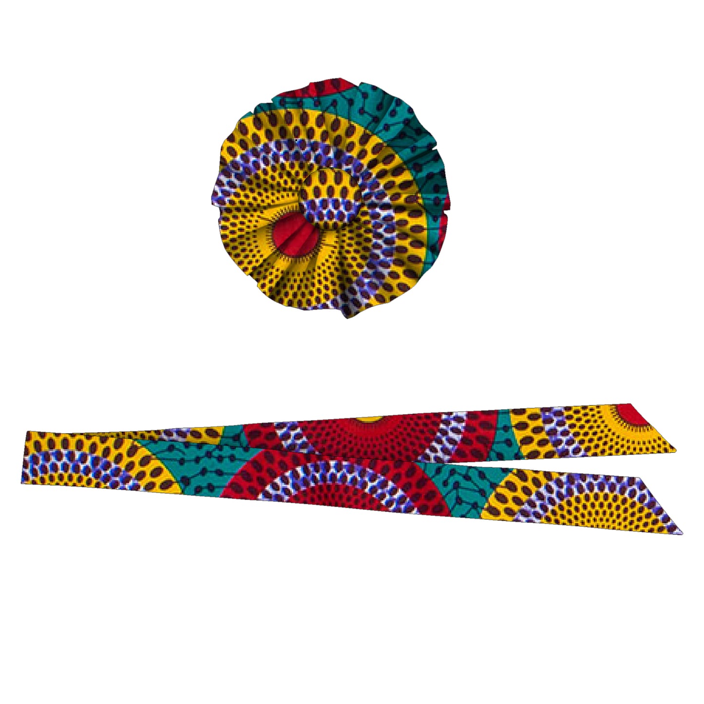 Fashion African Women All Over Print Waist Belt & Decor Brooch Coordinated Fashion Accessories Set