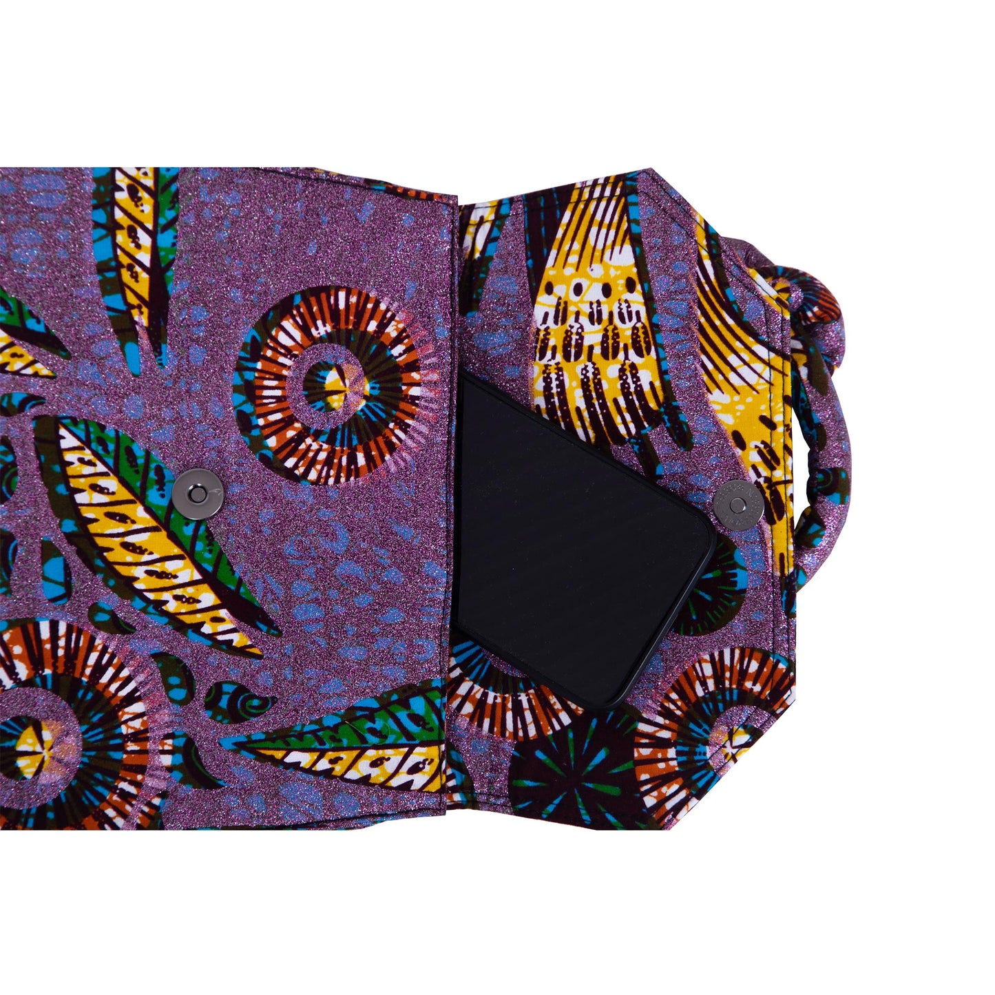 African Print Glitter Fabric Knot Handle Handbag