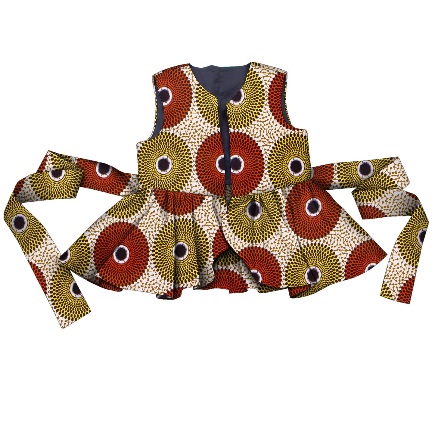Elegant Afrocentric Print Peplum Top with Matching Belt