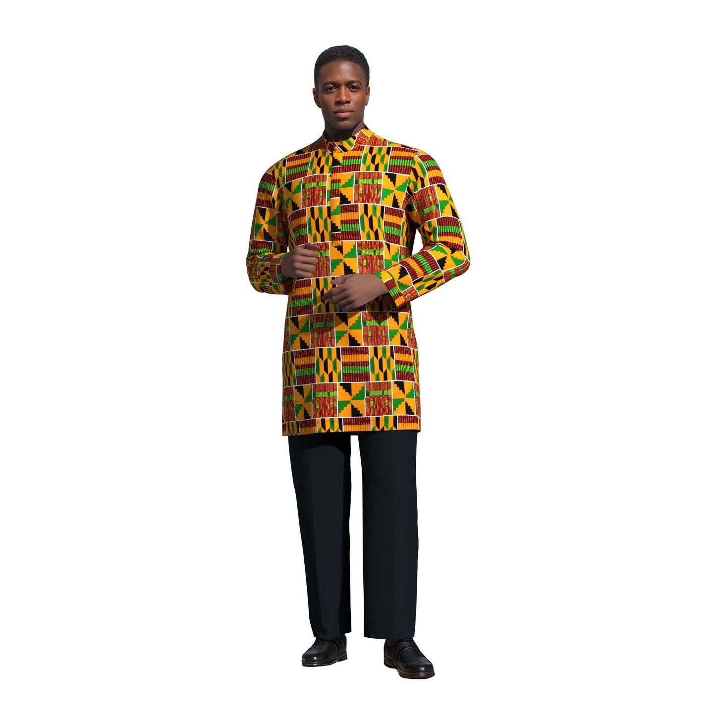 Modern African Print Men’s Business Casual Tunic Top